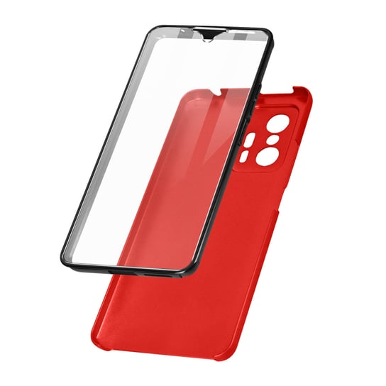 Etui 360° do Xiaomi 11T / 11T Pro z elastycznym przodem i sztywnym tyłem — czerwone Avizar