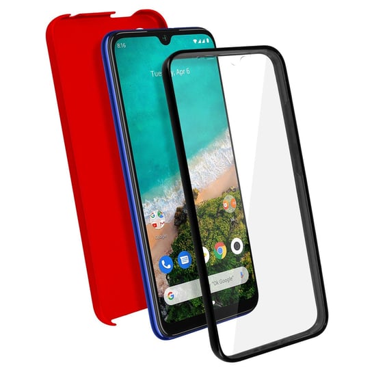 Etui 360° do Xiaomi Mi A3 z elastycznym przodem i sztywnym tyłem — czerwone Avizar