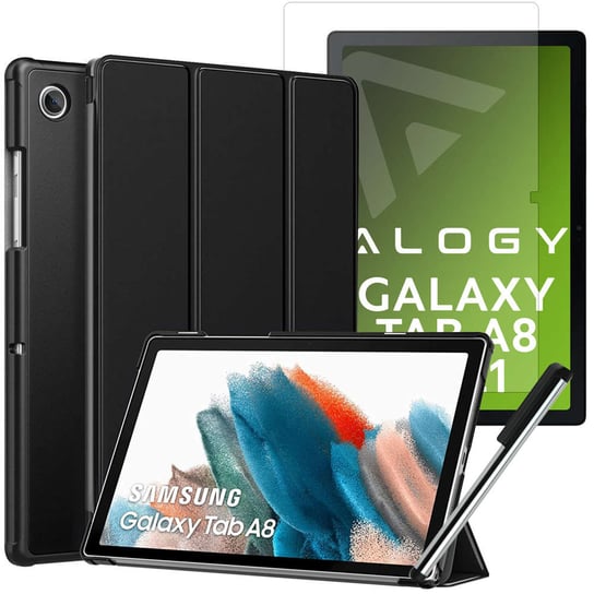 Etui Alogy Book Cover do Samsung Galaxy Tab A8 2021 SM-X200/SM-X205 Czarny + Folia + Rysik Alogy