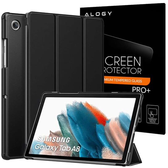 Etui Alogy Book Cover do Samsung Galaxy Tab A8 2021 SM-X200/SM-X205 Czarny + Szkło Alogy