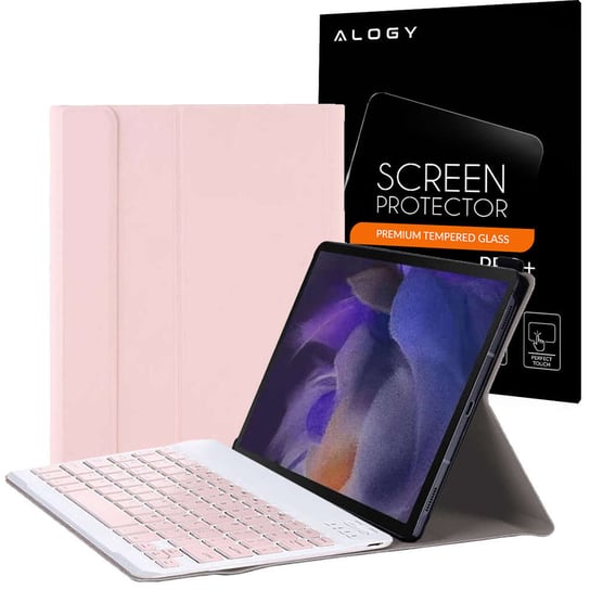 Etui Alogy Smart klawiatura bluetooth do Samsung Galaxy Tab A8 10.5 X200/X205 Różowe + Szkło Alogy