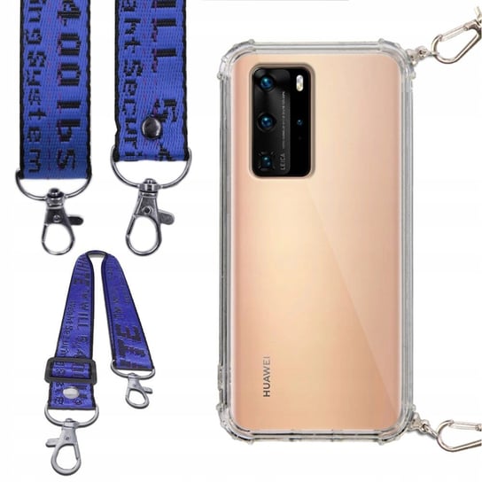 Etui ANTI-SHOCK na SMYCZY do HUAWEI P40 PRO Ochronna Pasek GRANATOWY Funnycase