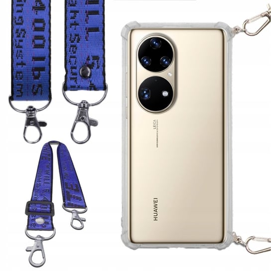 Etui ANTI-SHOCK na SMYCZY do HUAWEI P50 PRO Ochronna Pasek GRANATOWY Funnycase