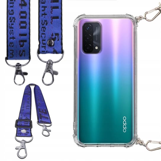 Etui ANTI-SHOCK na SMYCZY do OPPO A54 5G Ochronna Pasek GRANATOWY Funnycase