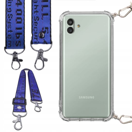 Etui ANTI-SHOCK na SMYCZY do SAMSUNG A04 Ochronna Pasek GRANATOWY Funnycase