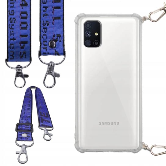 Etui ANTI-SHOCK na SMYCZY do SAMSUNG M51 Ochronna Pasek GRANATOWY Funnycase