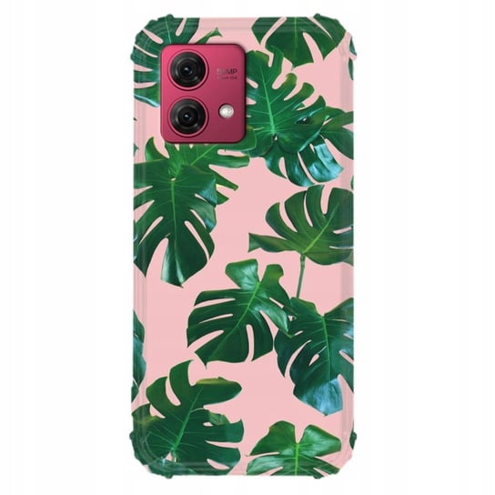 Etui Antishock Do MOTOROLA G84 Pink Green Planty Rośliny Liście Mix Wzorów Funnycase