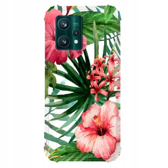 Etui Antishock Do REALME 9 PRO PLUS Pink Green Planty Rośliny Liść Wzory Funnycase