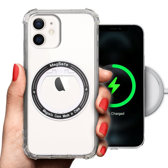 Etui ANTISHOCK RING MAGSAFE do IPHONE 12 MINI Uchwyt CZARNO-BIAŁY Pierścień Funnycase