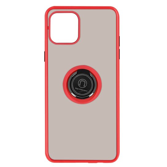 Etui Apple iPhone 12/12 Pro Bi-material Metal Ring Function Stand czerwone Avizar