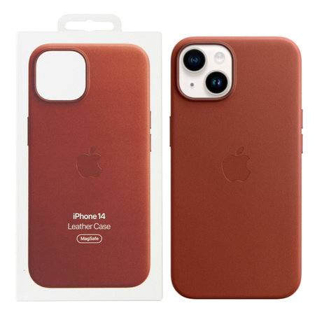 Etui Apple iPhone 14 Skórzane Leather Case MagSafe MPP73ZM/A Umber Brązowe Apple