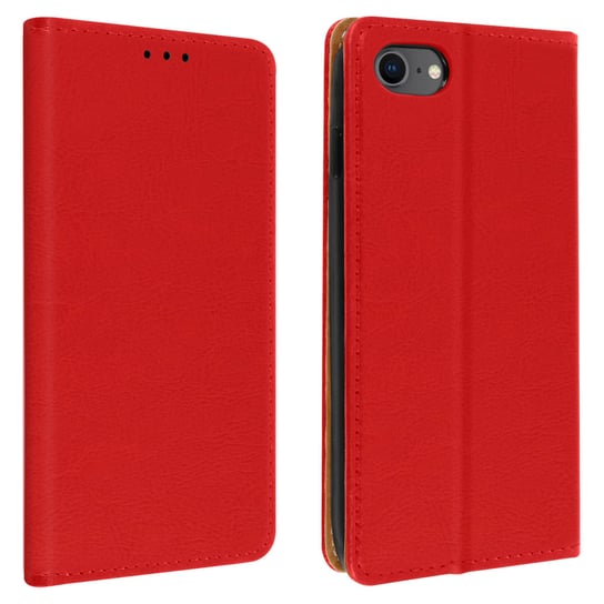 Etui Apple iPhone SE 2020/8/7 wykonane ze skóry naturalnej, z funkcją wideo, czerwone Avizar