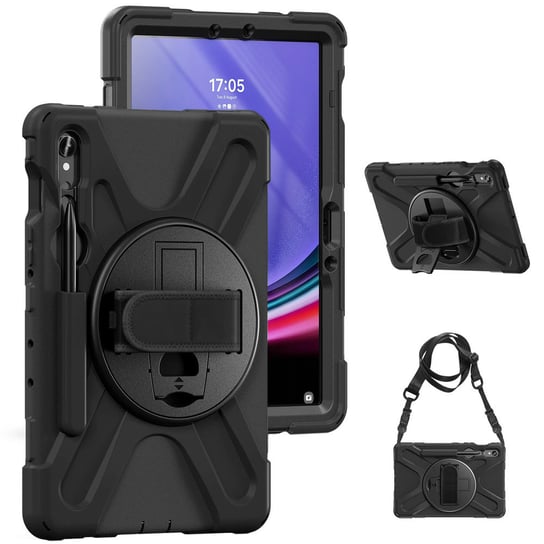 Etui Armor z uchwytem i paskiem do Samsung Galaxy Tab S9/ S9 FE (Czarne) Inna marka