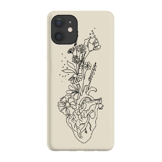 Etui beżowe matowe z nadrukiem Apple iPhone 11 Serce minimal PieceofCase