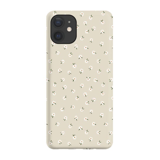 Etui beżowe matowe z nadrukiem Apple iPhone 11 Stokrotki mini białe PieceofCase