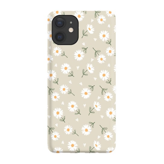 Etui beżowe matowe z nadrukiem Apple iPhone 12 mini Kwiatki stokrotki białe PieceofCase