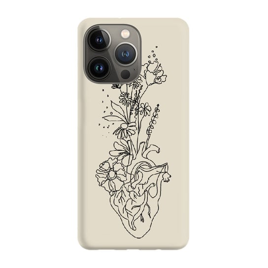 Etui beżowe matowe z nadrukiem Apple iPhone 14 Pro Serce minimal PieceofCase