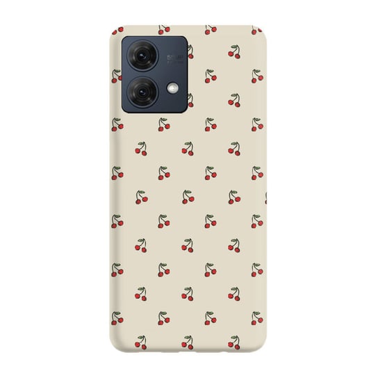 Etui beżowe matowe z nadrukiem Motorola Moto G54 5G Wisienki tiny PieceofCase