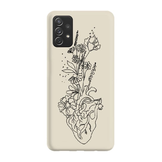 Etui beżowe matowe z nadrukiem Samsung Galaxy A53 5G Serce minimal PieceofCase