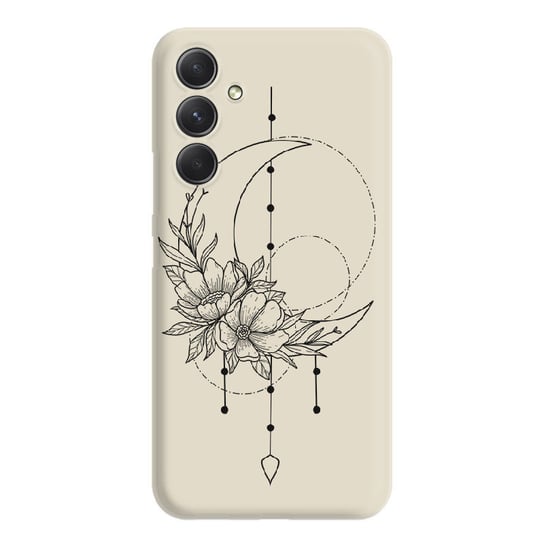 Etui beżowe matowe z nadrukiem Samsung Galaxy A54 5G Flower moon PieceofCase