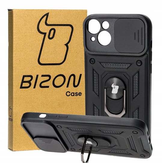 Etui Bizon Case CamShield Ring do iPhone 15 Plus, czarne Bizon
