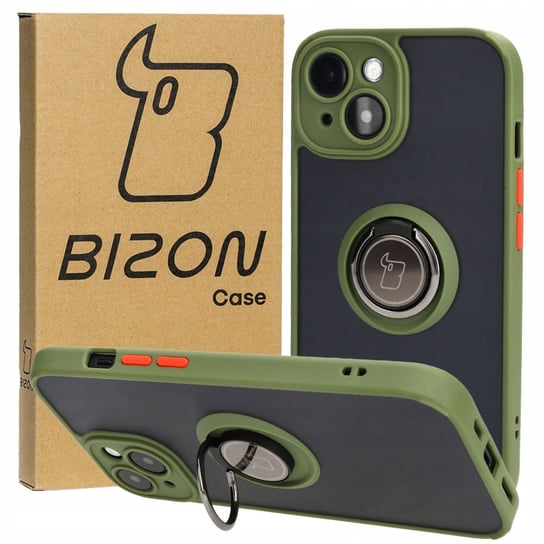 Etui Bizon Case Hybrid Ring do iPhone 15, jasnozielone Bizon