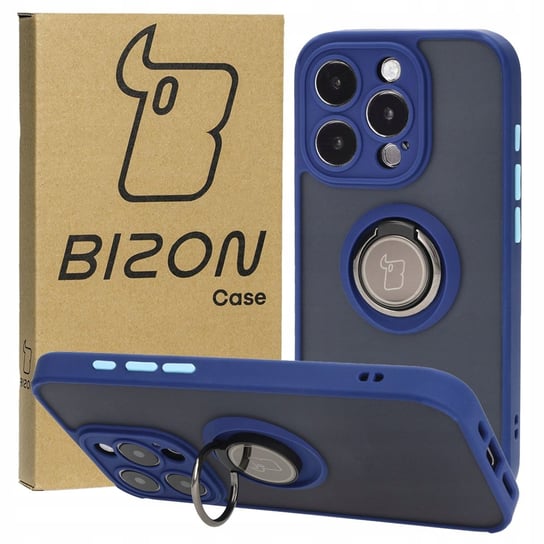 Etui Bizon Case Hybrid Ring do iPhone 15 Pro, granatowe Bizon