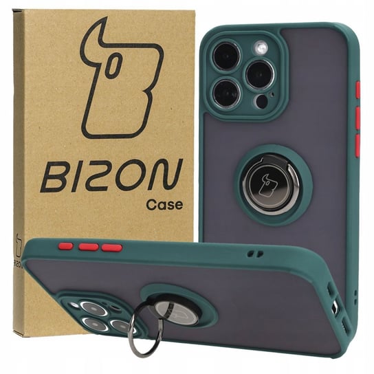 Etui Bizon Case Hybrid Ring do iPhone 15 Pro Max, ciemnozielone Bizon