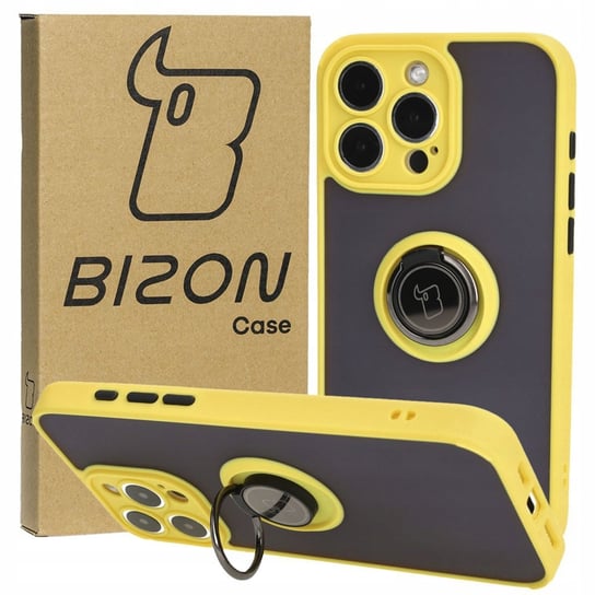 Etui Bizon Case Hybrid Ring do iPhone 15 Pro Max, żółte Bizon