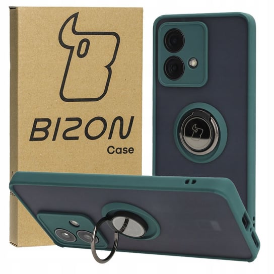 Etui Bizon Case Hybrid Ring Do Motorola Edge 40 Neo, Ciemnozielone Bizon
