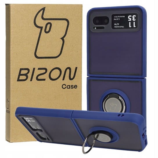 Etui Bizon Case Hybrid Ring do Motorola Razr 40, granatowe Bizon