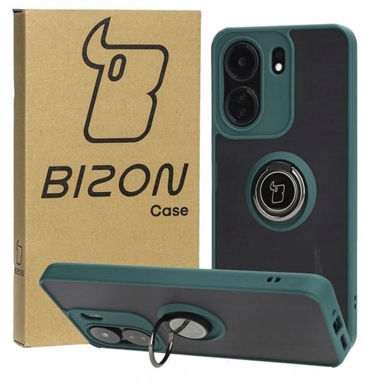 Etui Bizon Case Hybrid Ring do Xiaomi Redmi 13C / Poco C65, ciemnozielone Bizon