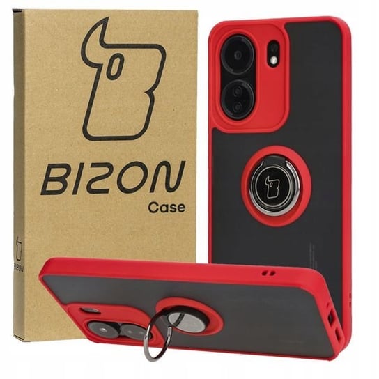 Etui Bizon Case Hybrid Ring do Xiaomi Redmi 13C / Poco C65, czerwone Bizon