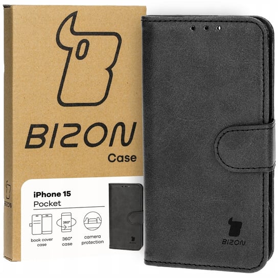 Etui Bizon Case Pocket do Apple iPhone 15, czarne Bizon