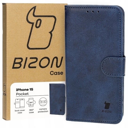 Etui Bizon Case Pocket do Apple iPhone 15, granatowe Bizon