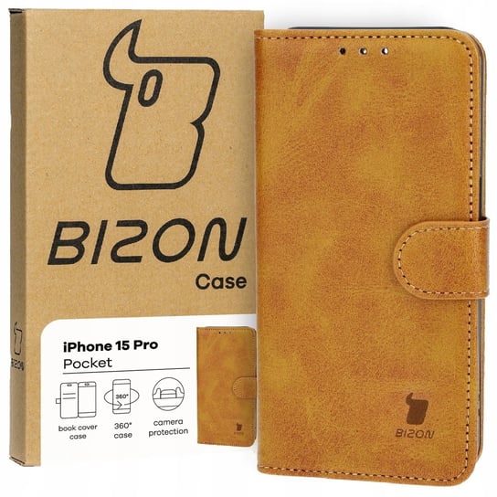 Etui Bizon Case Pocket do Apple iPhone 15 Pro, brązowe Bizon