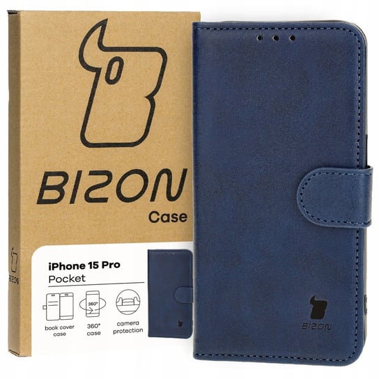 Etui Bizon Case Pocket do Apple iPhone 15 Pro, granatowe Bizon