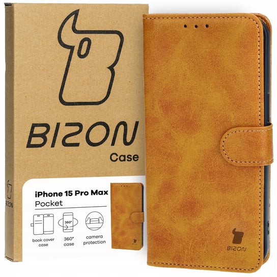 Etui Bizon Case Pocket Do Apple Iphone 15 Pro Max, Brązowe Bizon