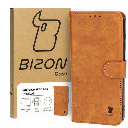 Etui Bizon Case Pocket do Galaxy A35 5G, brązowe Bizon