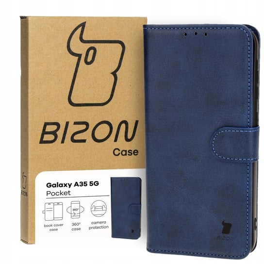 Etui Bizon Case Pocket do Galaxy A35 5G, granatowe Bizon