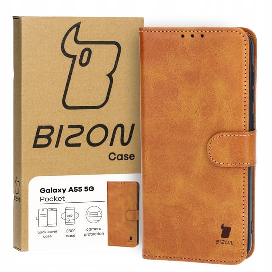 Etui Bizon Case Pocket do Galaxy A55 5G, brązowe Bizon