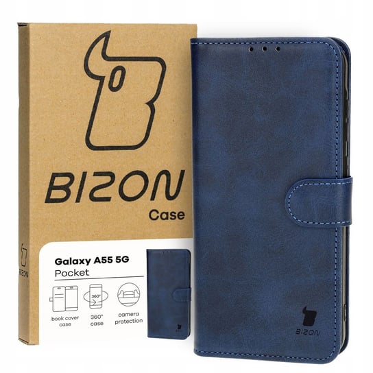 Etui Bizon Case Pocket do Galaxy A55 5G, granatowe Bizon
