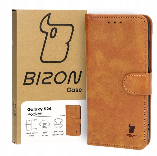 Etui Bizon Case Pocket do Galaxy S24, brązowe Bizon