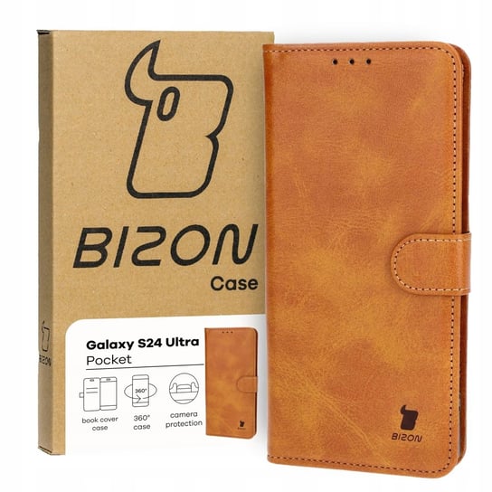 Etui Bizon Case Pocket do Galaxy S24 Ultra, brązowe Bizon