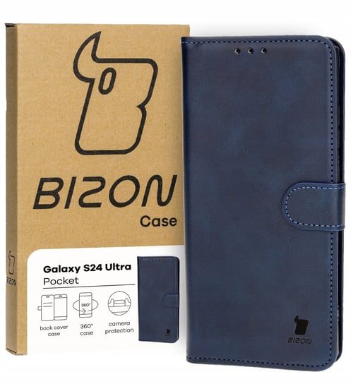 Etui Bizon Case Pocket do Galaxy S24 Ultra, granatowe Bizon