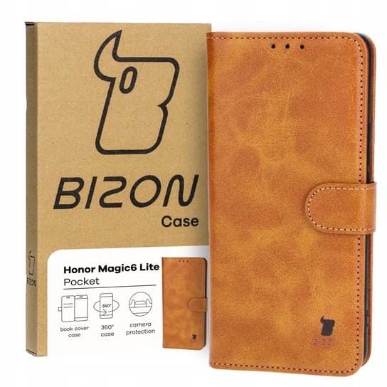 Etui Bizon Case Pocket do Honor Magic6 Lite, brązowe Bizon