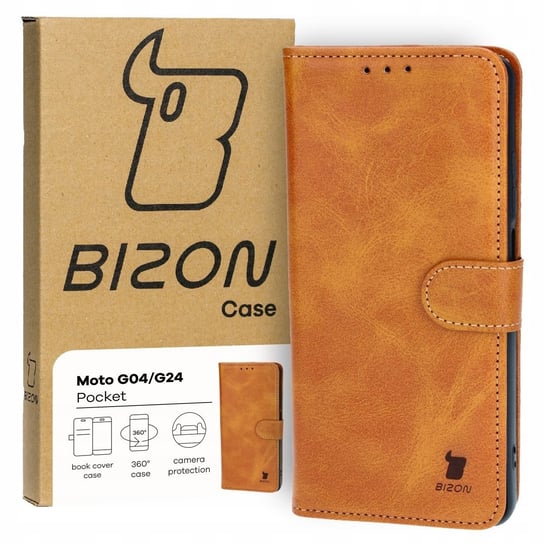 Etui Bizon Case Pocket do Motorola Moto G04/G24, brązowe Bizon