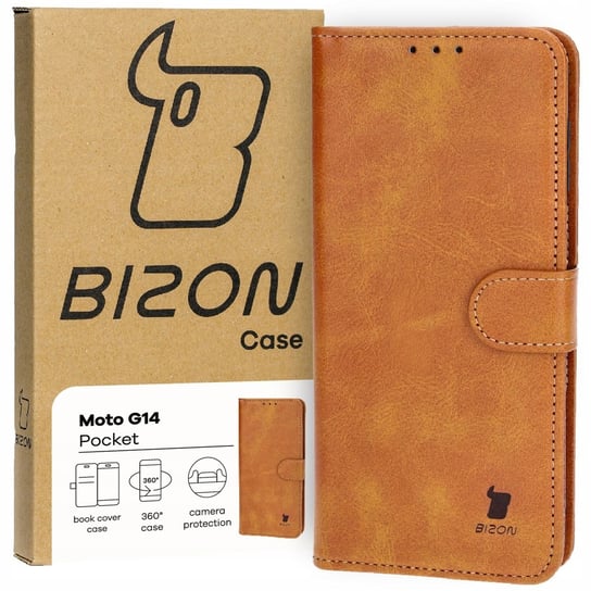 Etui Bizon Case Pocket do Motorola Moto G14, brązowe Bizon