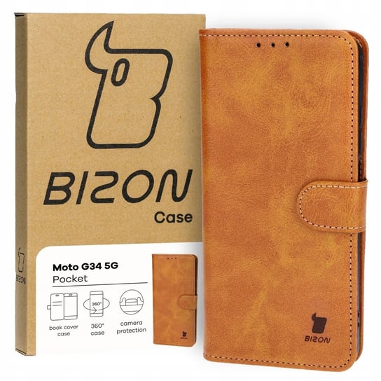 Etui Bizon Case Pocket do Motorola Moto G34 5G, brązowe Bizon