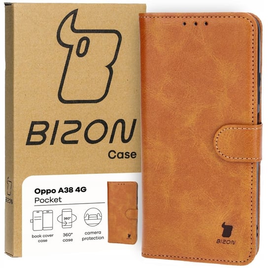 Etui Bizon Case Pocket do Oppo A38 4G, brązowe Bizon